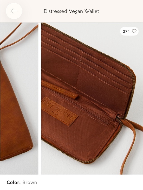 Free People Brown Vegan Leather Wristlet Wallet Zip Around Clutch Boho - Picture 2 of 9